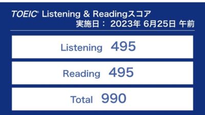 第326回TOEIC公開テスト（2023年6月25日）の結果