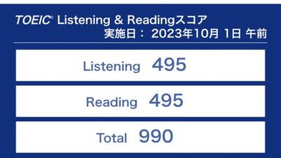 第334回TOEIC公開テスト（2023年10月1日）の結果