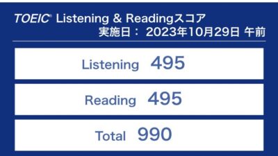 第336回TOEIC公開テスト（2023年10月29日）の結果