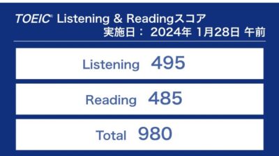 第342回TOEIC公開テスト（2024年1月28日）の結果