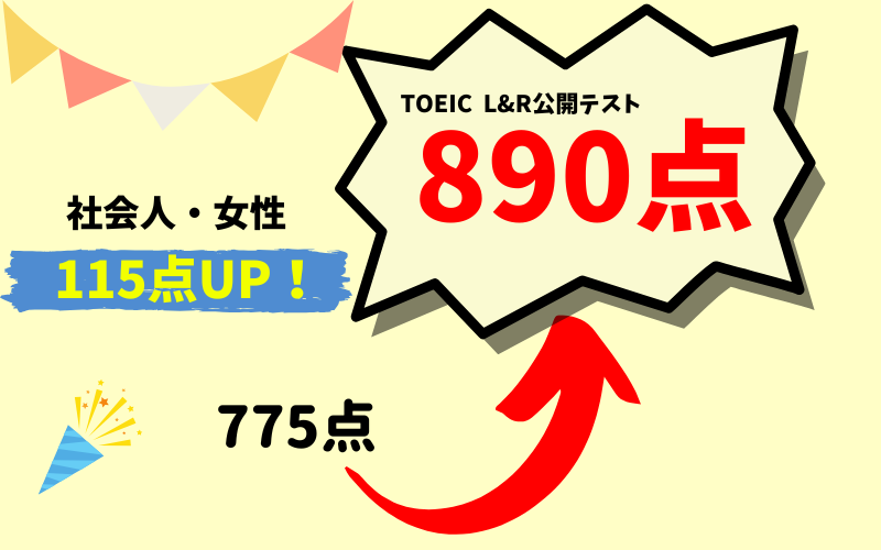 【115点UP】TOEIC775点 → 890点　M・K様（社会人・女性）
