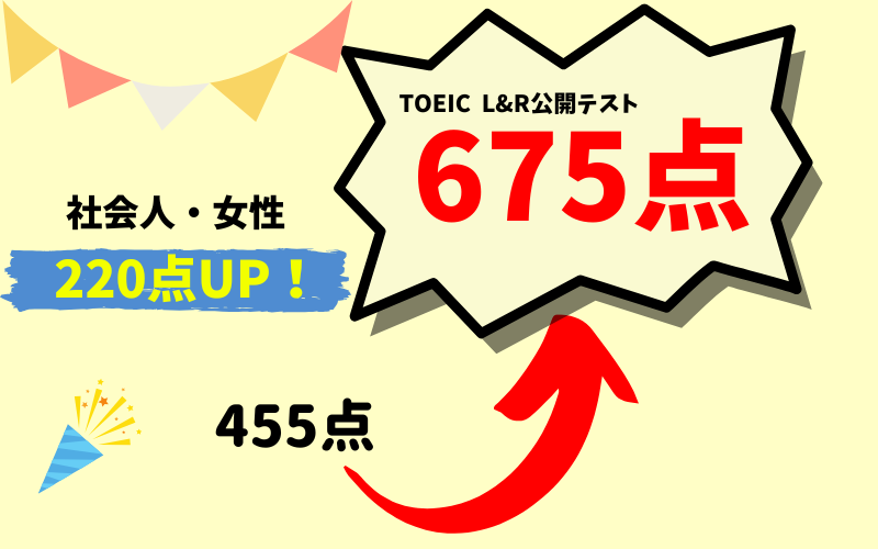 【220点UP】TOEIC455点 → 675点　Y・S様（社会人・女性）