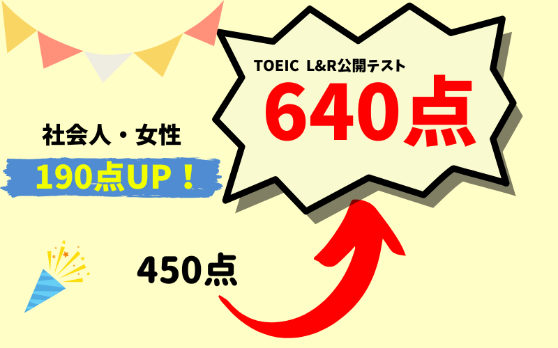 【190点UP】TOEIC450点 → 640点　Y・S様（社会人・女性）